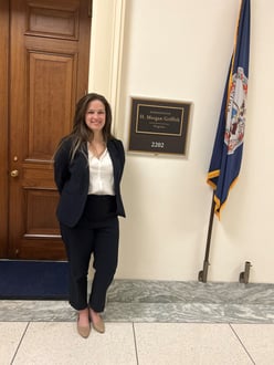 Tara Steadman stands outside Rep. Griffith's Congressional office door. 